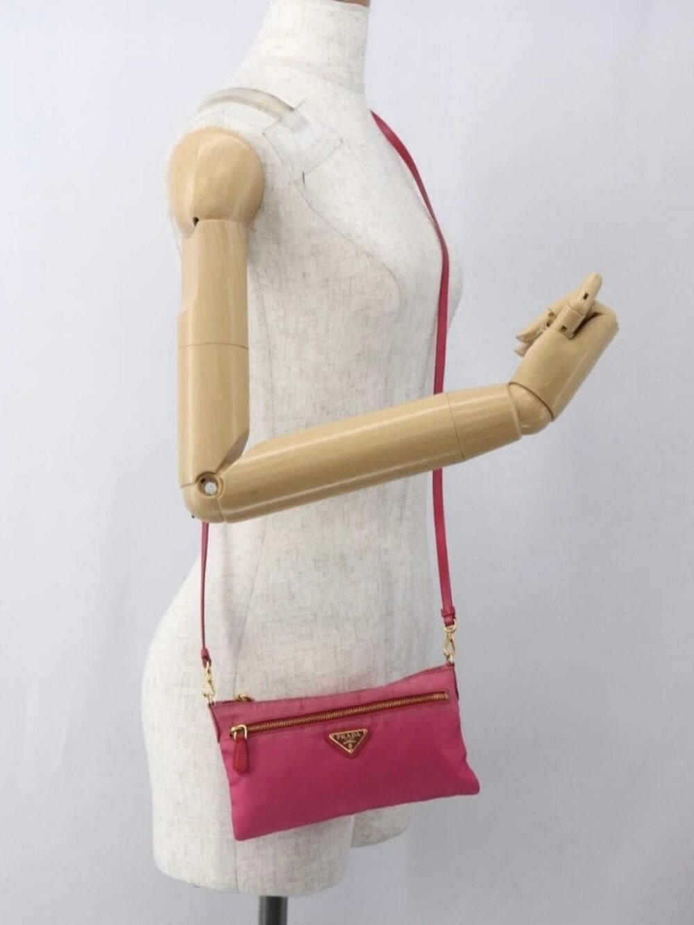 PRADA Shoulder Bag Nylon Pink Gold